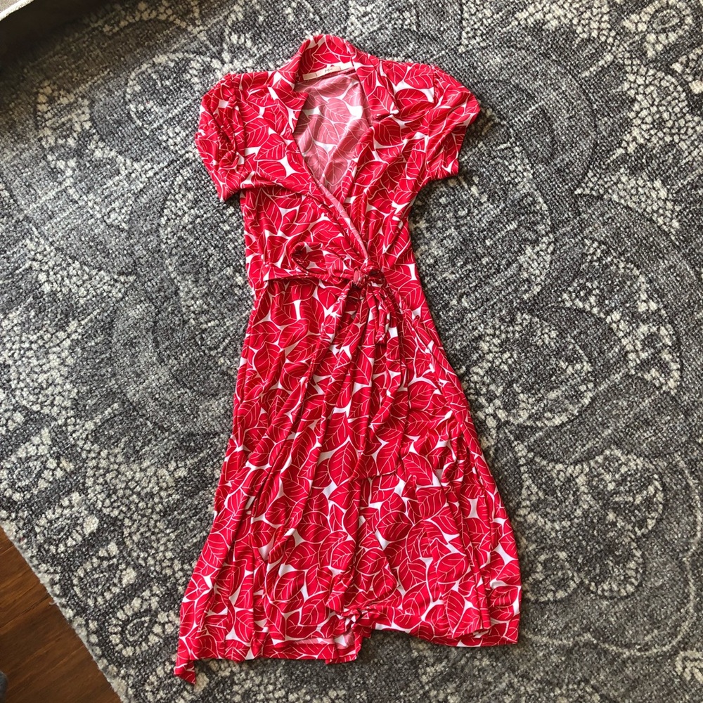 Cute red and white wrap dress